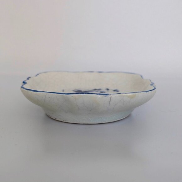 Antique - 19th century blue earthenware flower decor made in italy dishes - Picture 5 of 6